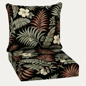 2 Piece Outdoor Deep Seating Set – Simone Black Tropical Print - Comfy Sofa Cover