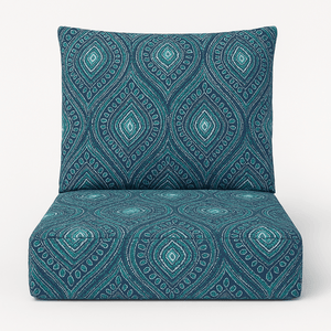 Outdoor Deep Seating Cushion Set with Foam Core – Medallion Motif - Comfy Sofa Cover