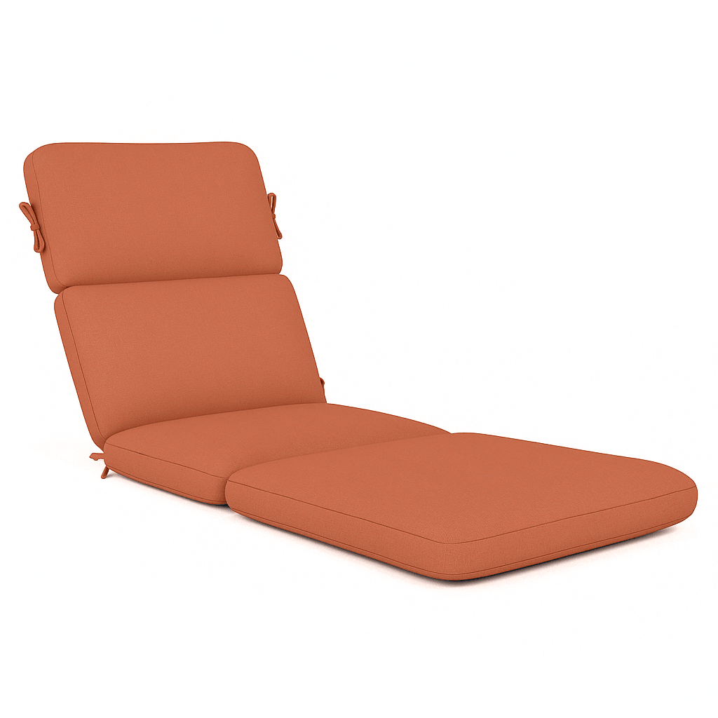 74 Inch Outdoor Chaise Lounge Cushion – Reversible Tufted Seat and Back Pad with Ties - Comfy Sofa Cover